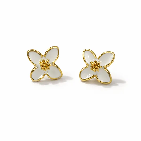 Gold_Plated_Enamal_Flower_Stud_Earrings_For_Women